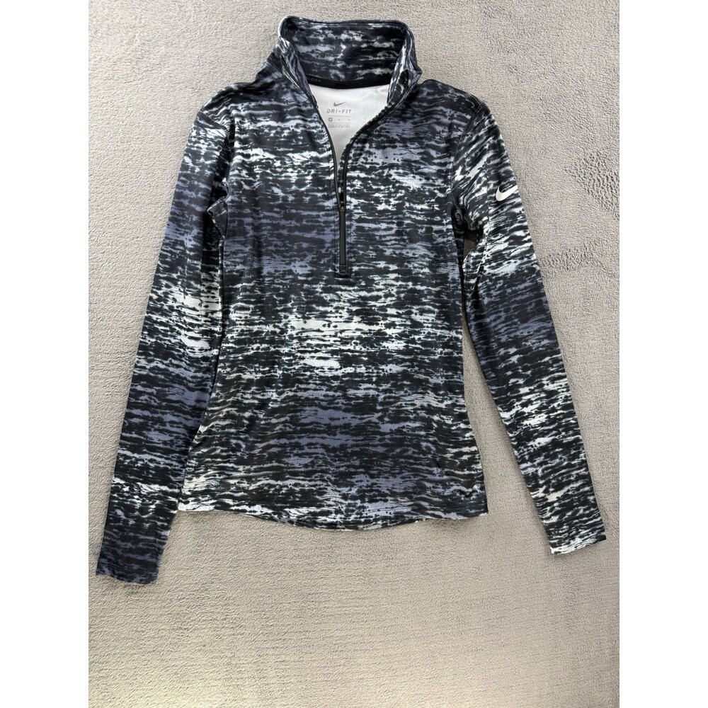 Nike Women's Medium Compression  1/4 Zip Sweatshirt Abstract Long Sleeve